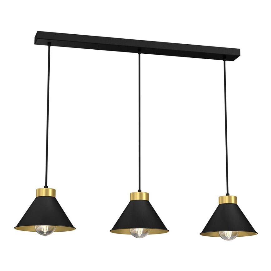 Pendel DEMET 3xE27/60W/230V sort/gylden