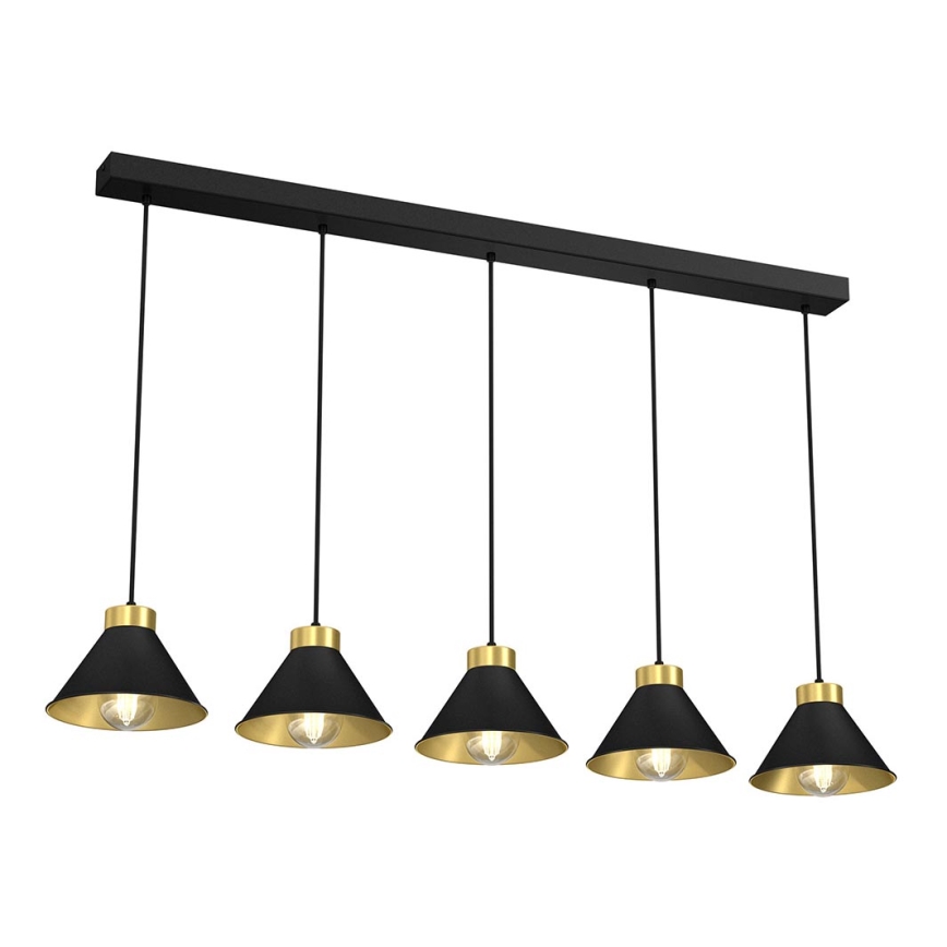 Pendel DEMET 5xE27/60W/230V sort/gylden