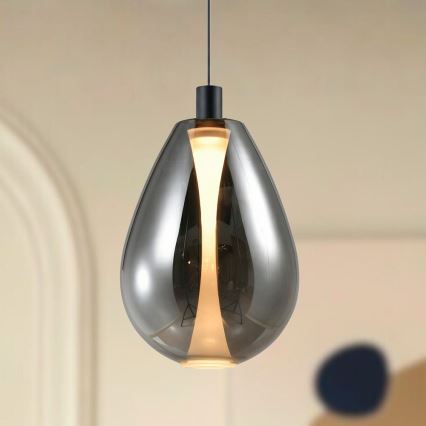 Pendel DENSO på wire 1xGU10/10W/230V Ø 30 cm sort krom