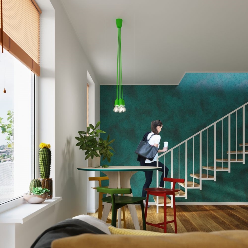 Pendel DIEGO 5xE27/60W/230V grøn