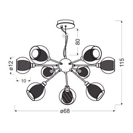 Pendel DIXI 9xE14/40W/230V