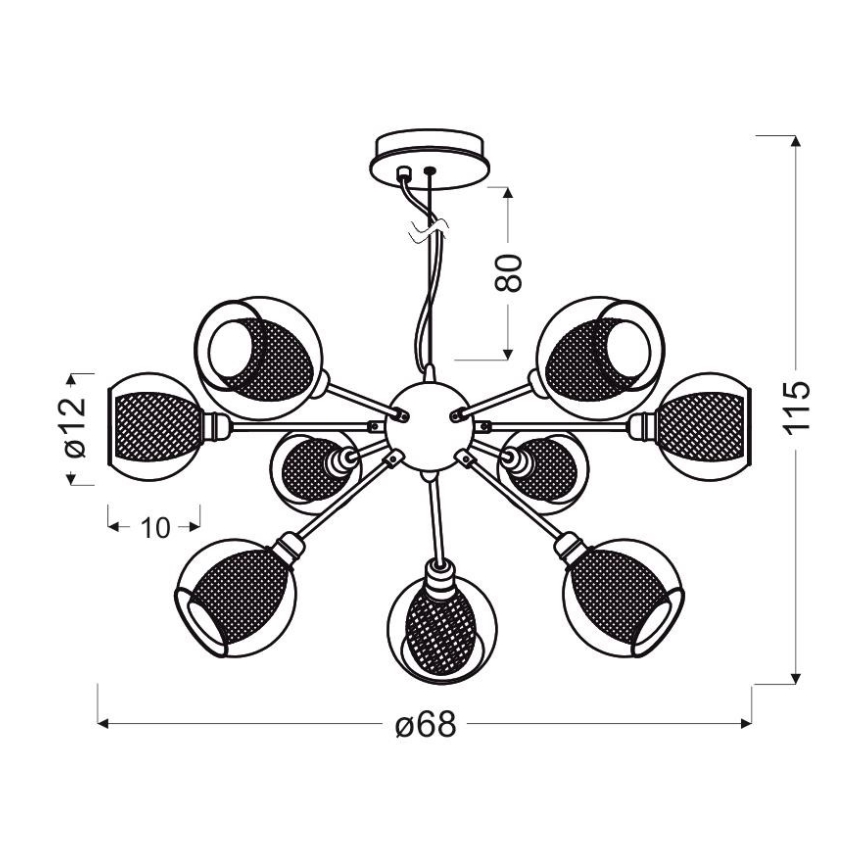 Pendel DIXI 9xE14/40W/230V
