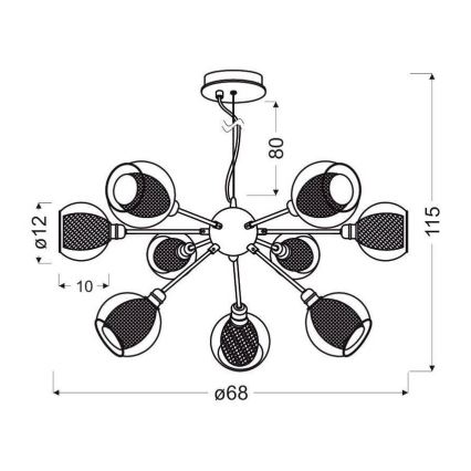 Pendel DIXI 9xE14/40W/230V
