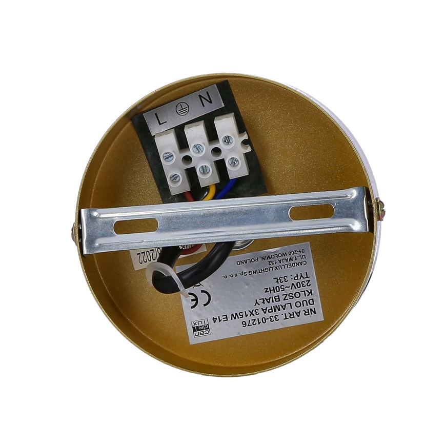 Pendel DUO 3xE14/40W/230V gylden/sort
