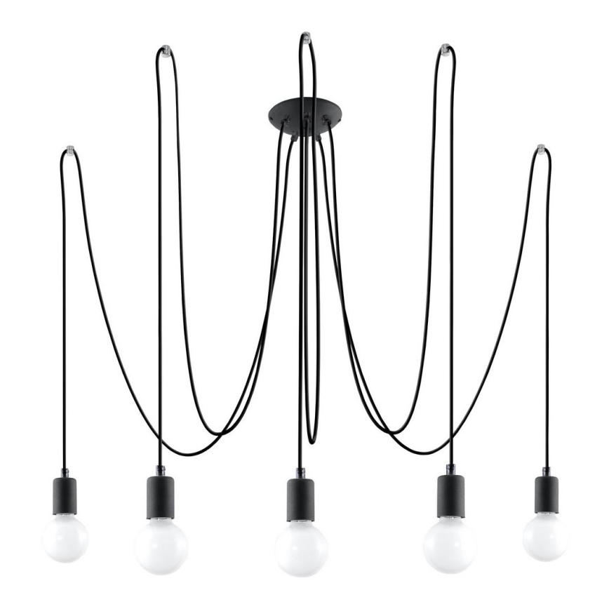 Pendel EDISON 5 5xE27/60W/230V edderkop sort
