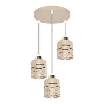 Pendel ELEN med wireophæng 3xE27/35W/230V Ø 29 cm beige/guld