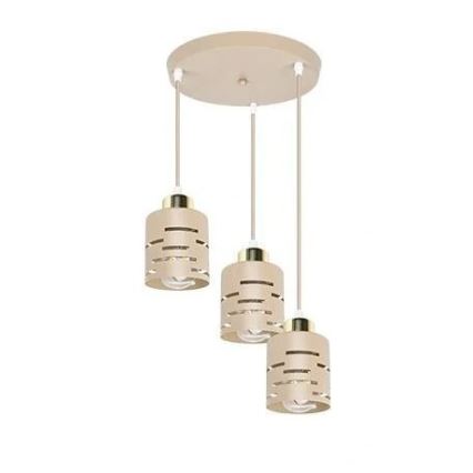 Pendel ELEN med wireophæng 3xE27/35W/230V Ø 29 cm beige/guld