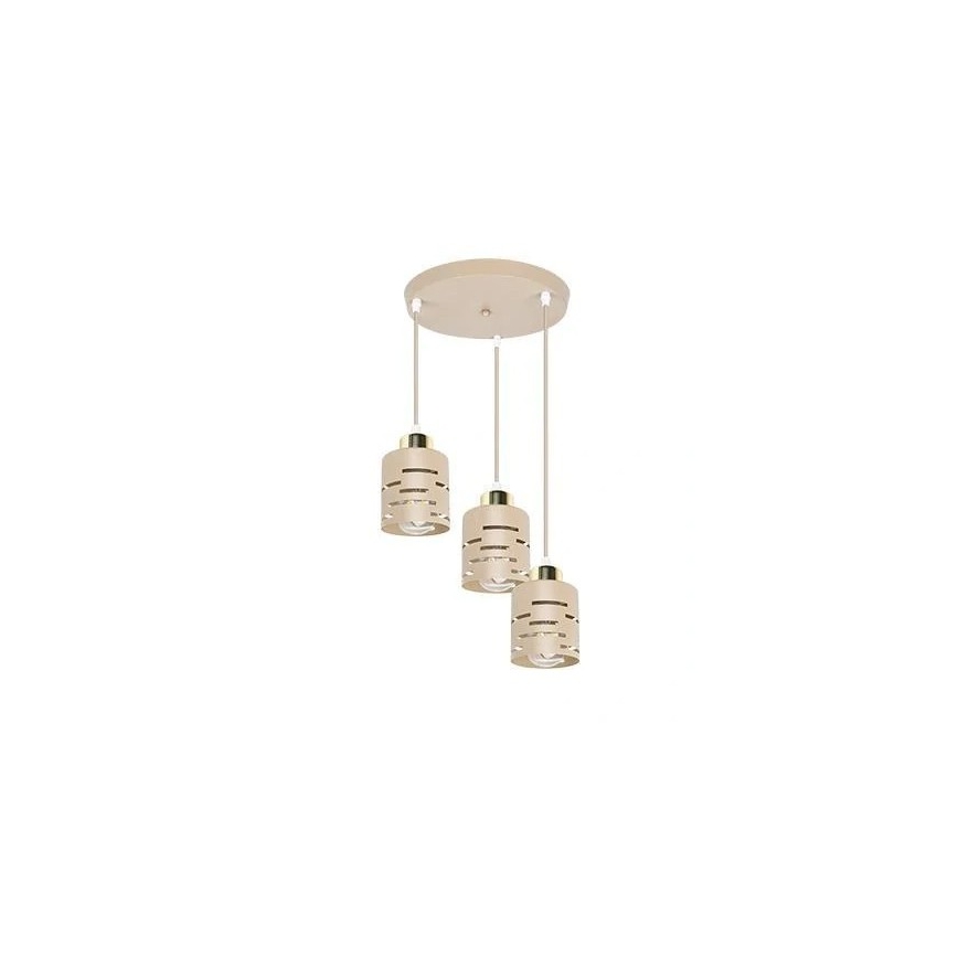 Pendel ELEN med wireophæng 3xE27/35W/230V Ø 29 cm beige/guld