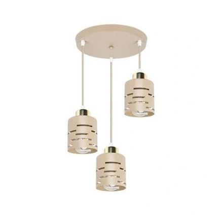 Pendel ELEN med wireophæng 3xE27/35W/230V Ø 29 cm beige/guld