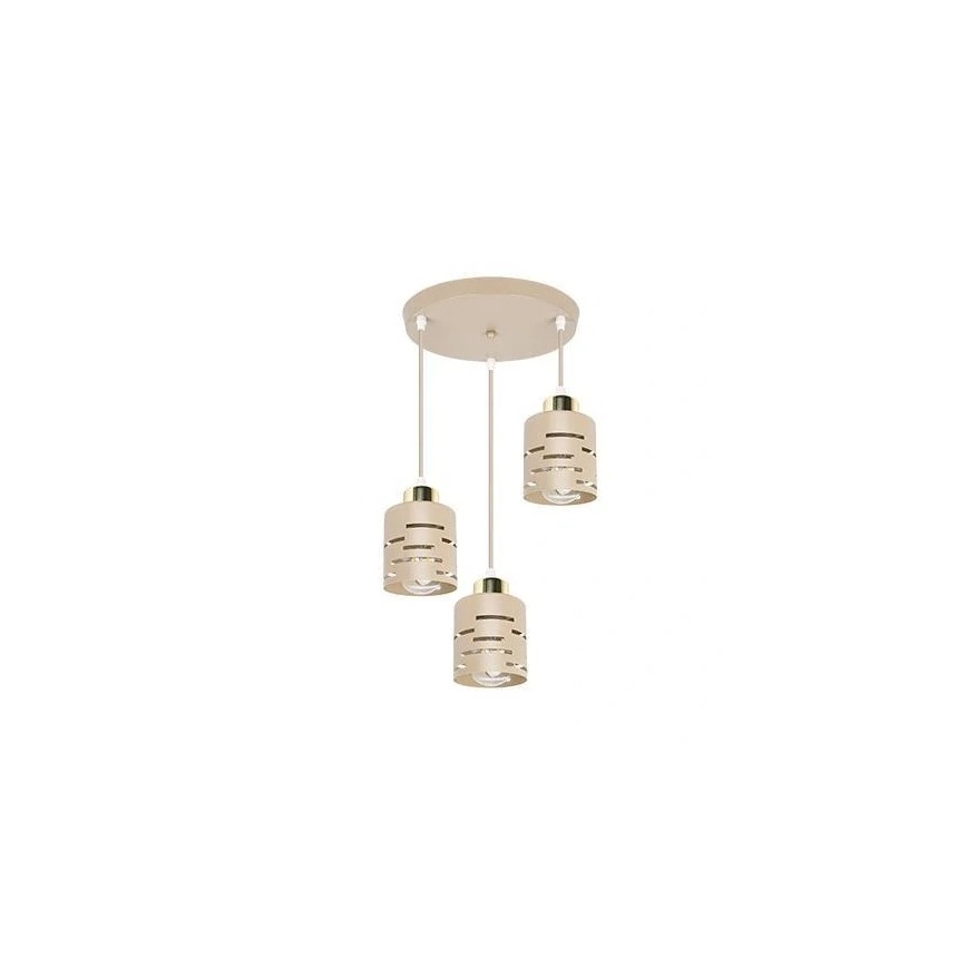 Pendel ELEN med wireophæng 3xE27/35W/230V Ø 29 cm beige/guld