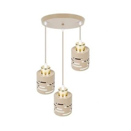 Pendel ELEN med wireophæng 3xE27/35W/230V Ø 29 cm beige/guld
