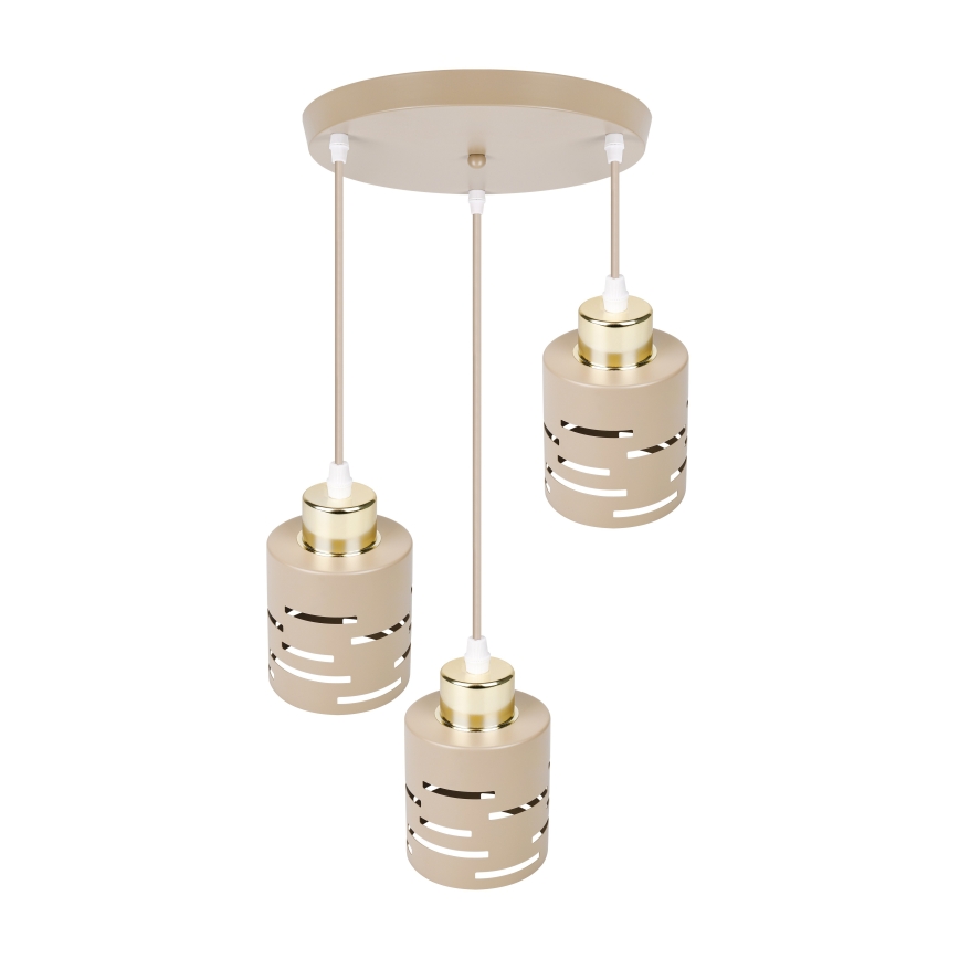 Pendel ELEN med wireophæng 3xE27/35W/230V Ø 29 cm beige/guld
