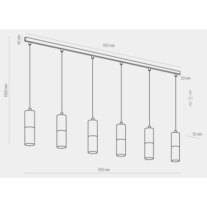 Pendel ELIT 6xGU10/10W/230V sort