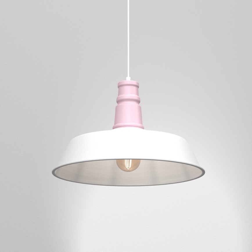 Pendel ENZO 1xE27/60W/230V hvid/pink