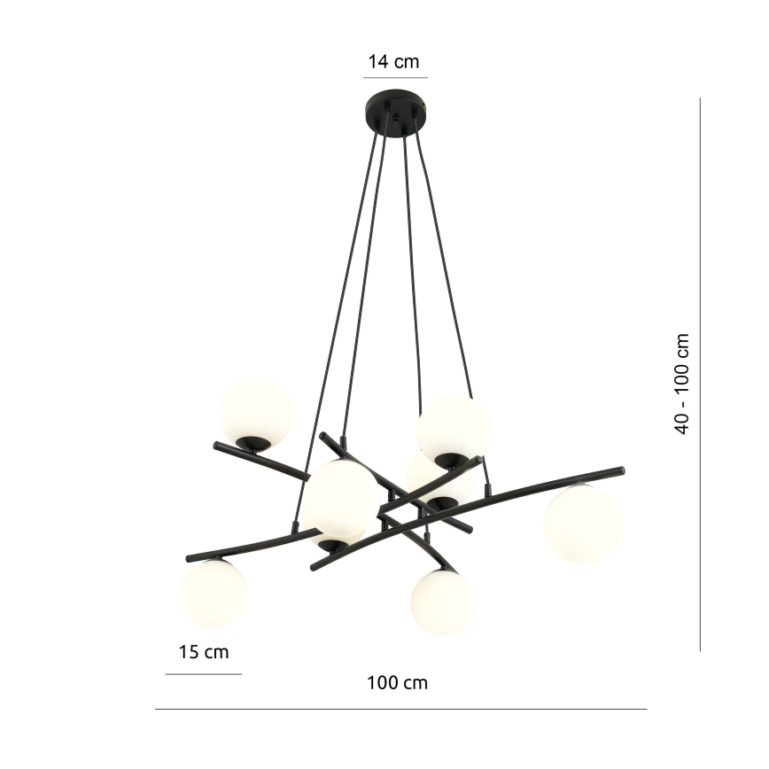 Pendel ESSA 8xE14/10W/230V sort/hvid