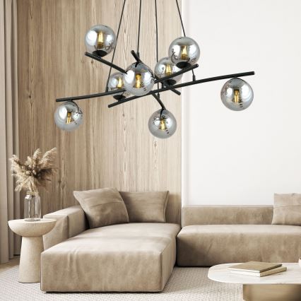 Pendel ESSA 8xE14/10W/230V sort/røget