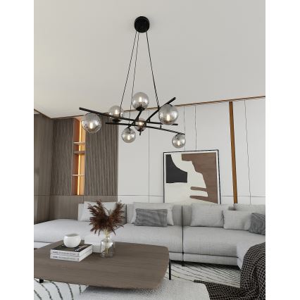 Pendel ESSA 8xE14/10W/230V sort/røget