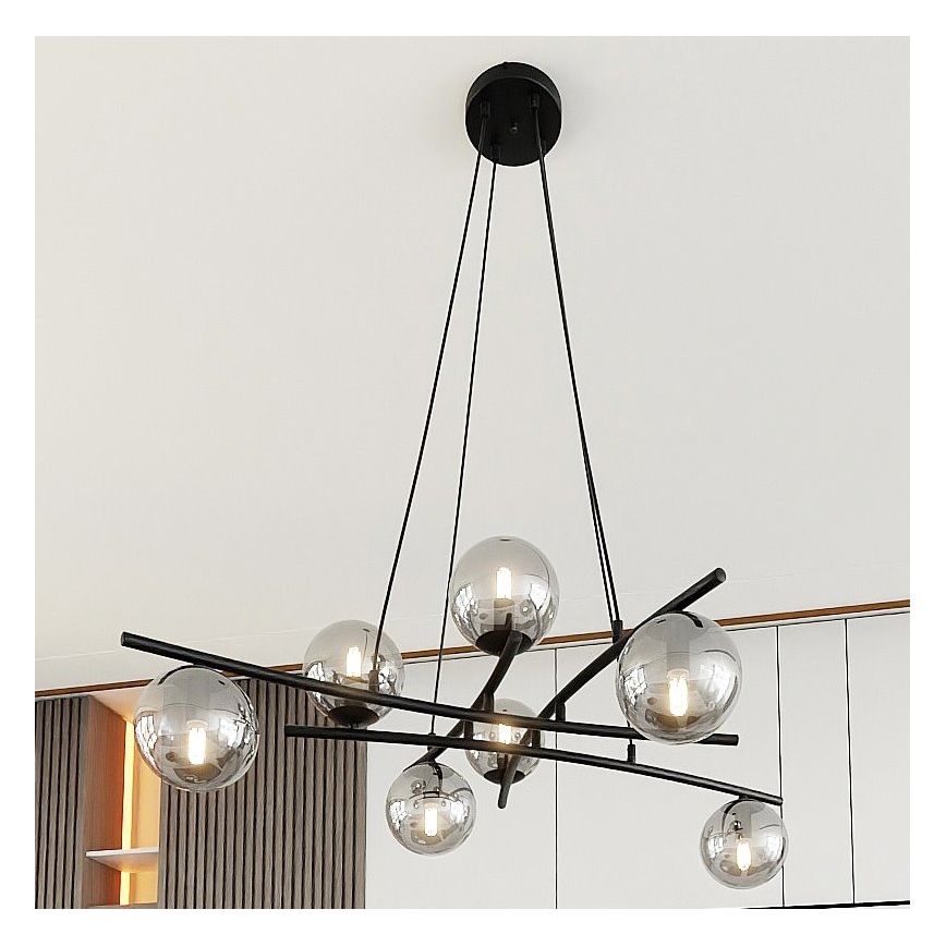 Pendel ESSA 8xE14/10W/230V sort/røget