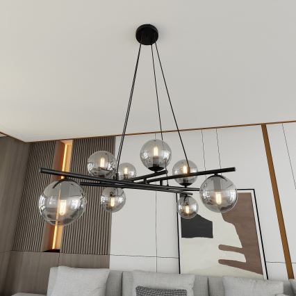 Pendel ESSA 8xE14/10W/230V sort/røget