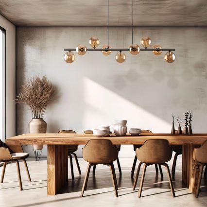 Pendel ESTERA 9xG9/6W/230V brun/røget beige