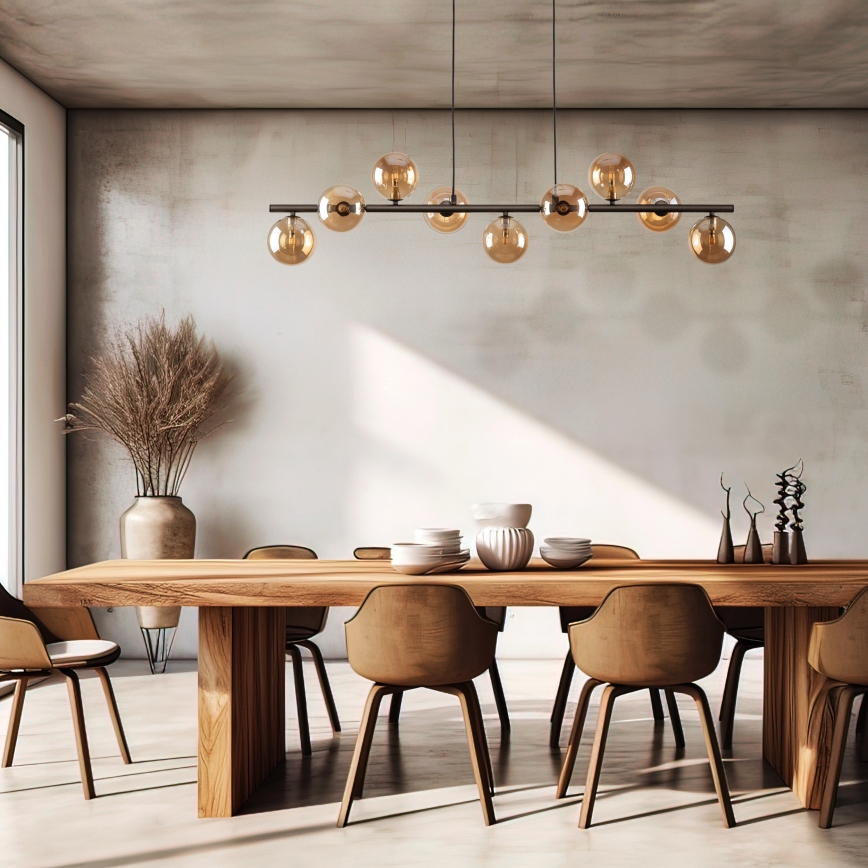 Pendel ESTERA 9xG9/6W/230V brun/røget beige
