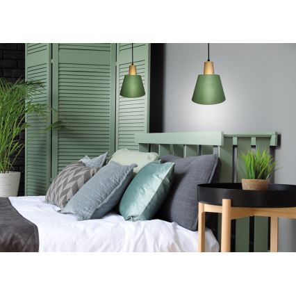Pendel FARO 1xE27/40W/230V grøn/bøg