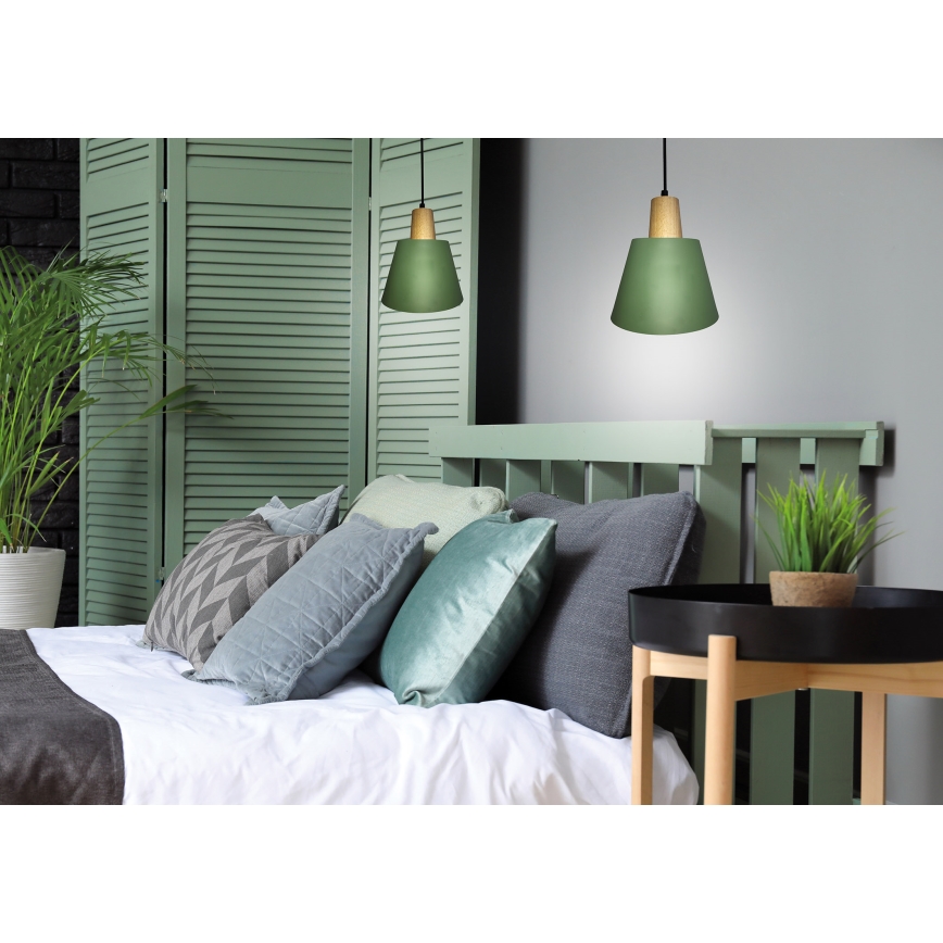 Pendel FARO 1xE27/40W/230V grøn/bøg