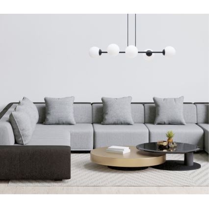 Pendel FIRA 5xE27/60W/230V sort