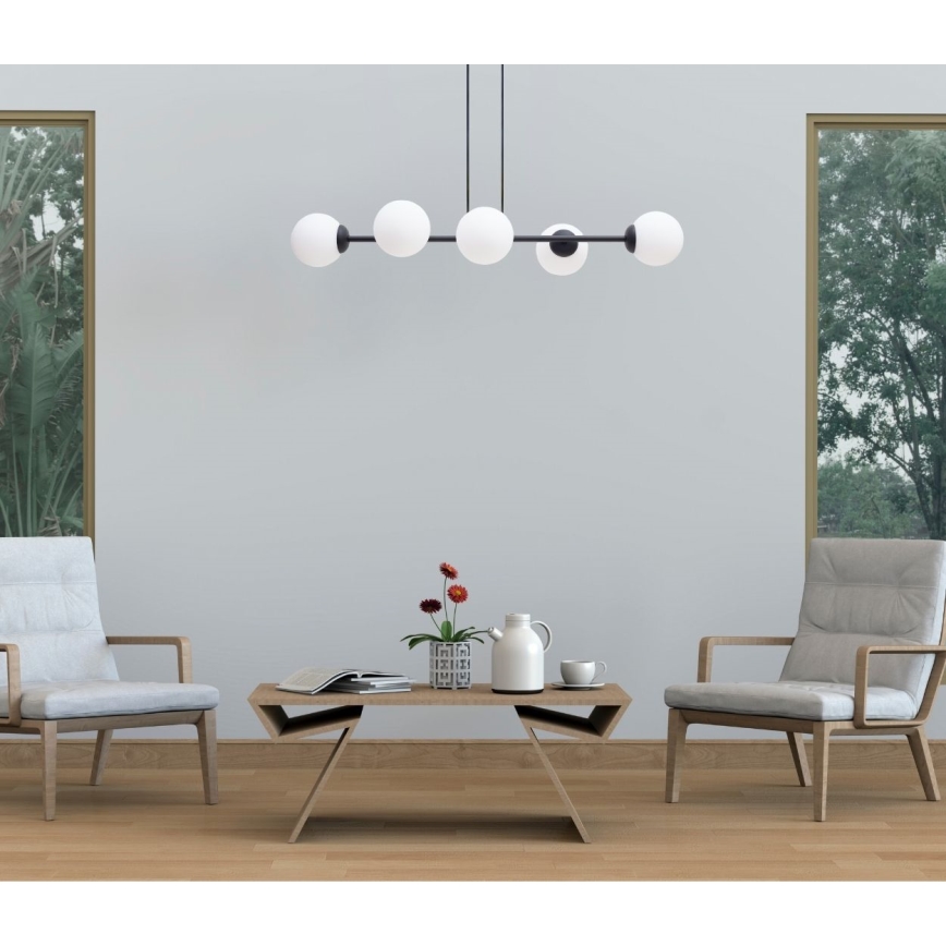 Pendel FIRA 5xE27/60W/230V sort