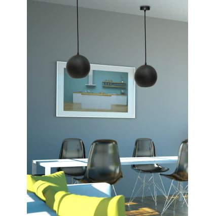 Pendel FLEN 1xE27/40W/230V diameter 20 cm sort