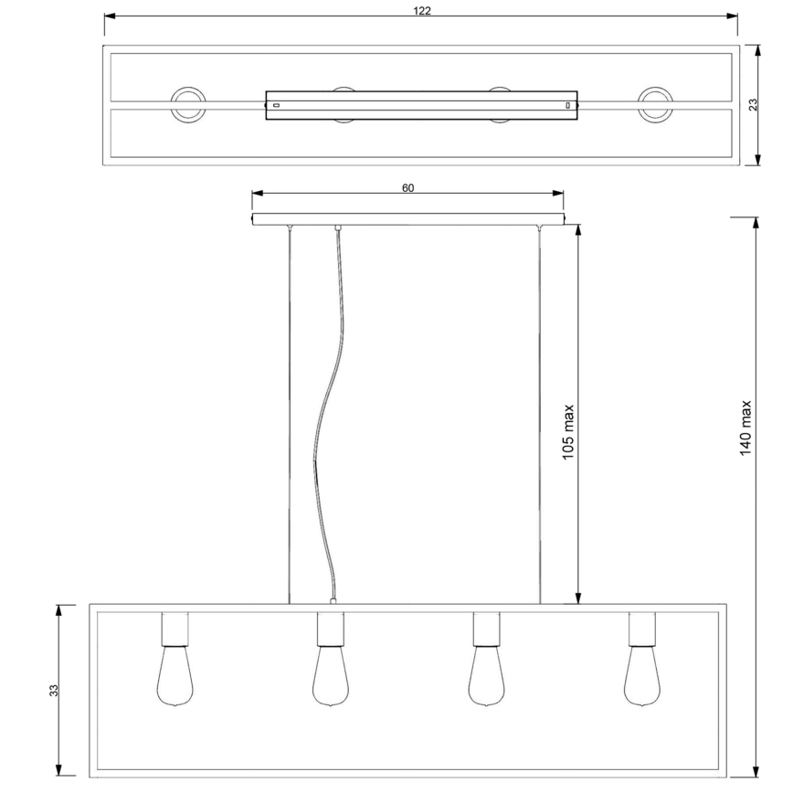 Pendel FRAME 4xE27/60W/230V sort