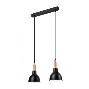 Pendel FRANCESCA 2xE27/60W/230V sort/bøg