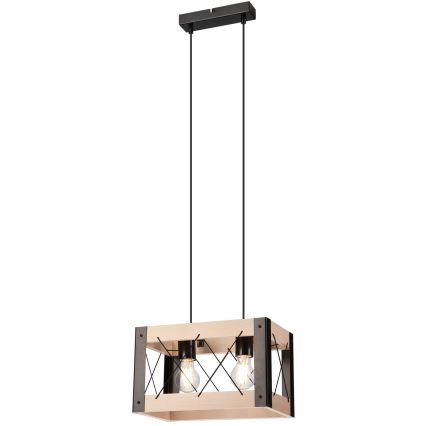 Pendel FRIDA 2xE27/60W/230V sort/beige bøg