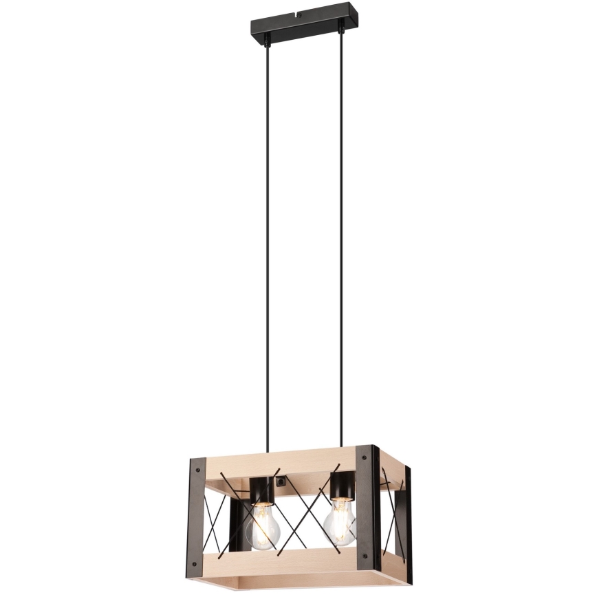 Pendel FRIDA 2xE27/60W/230V sort/beige bøg