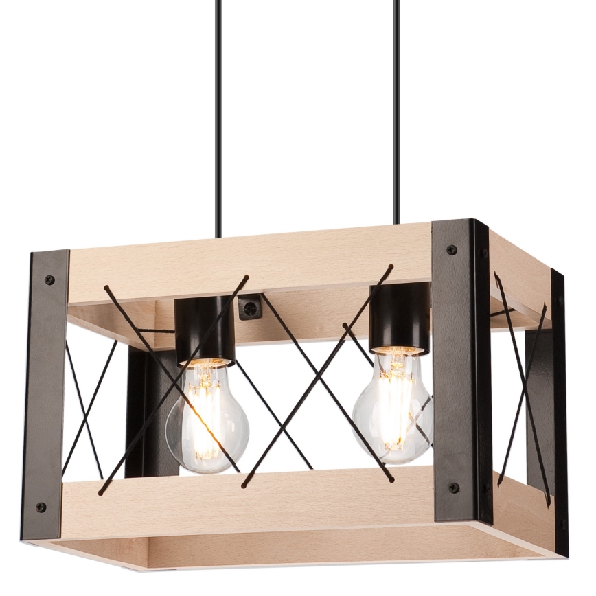 Pendel FRIDA 2xE27/60W/230V sort/beige bøg