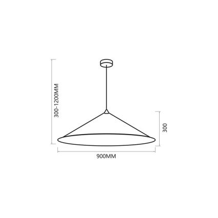 Pendel FUJI 1xE27/60W/230V diameter 90 cm sort/guldfarvet