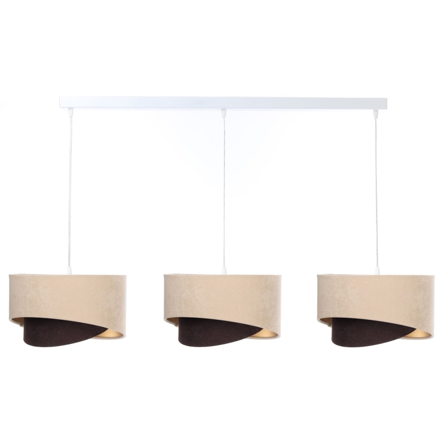 Pendel GALAXY 3xE27/60W/230V beige/brun/guldfarvet