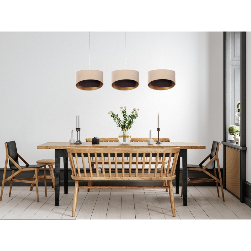 Pendel GALAXY 3xE27/60W/230V beige/brun/guldfarvet