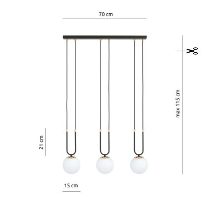 Pendel GLAM 3xE14/10W/230V sort