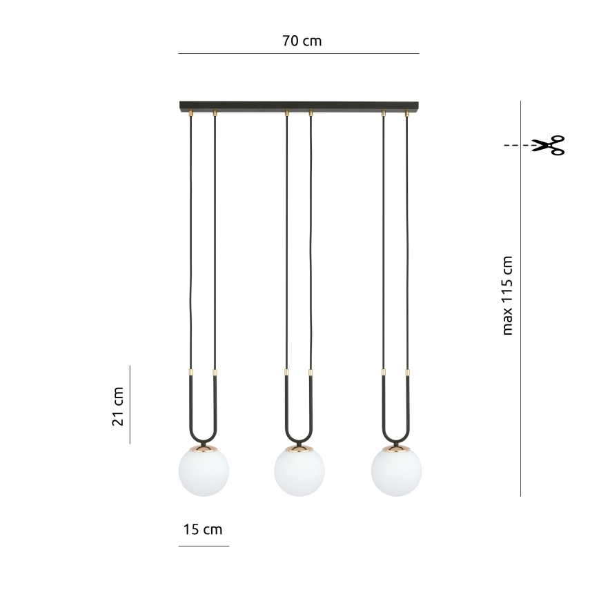 Pendel GLAM 3xE14/10W/230V sort
