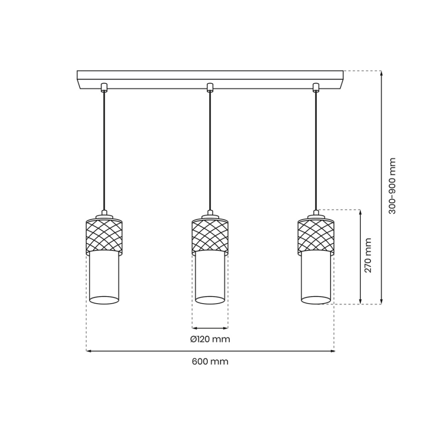 Pendel GLAM 3xE27/60W/230V
