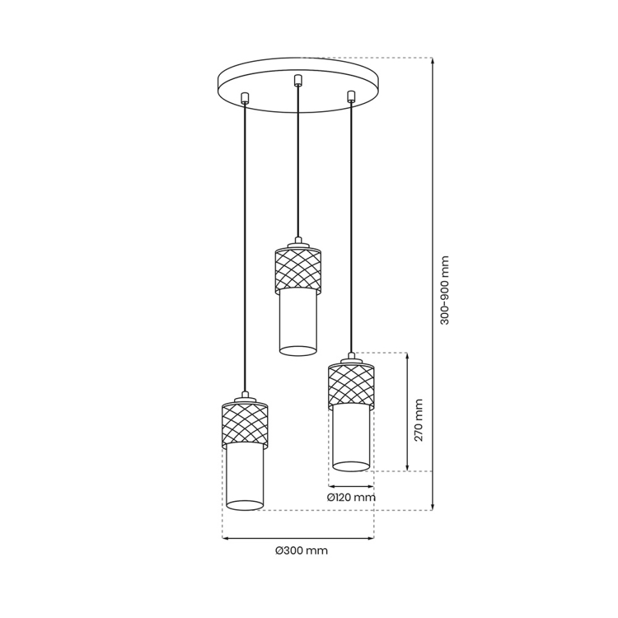 Pendel GLAM 3xE27/60W/230V