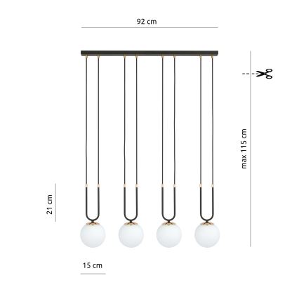 Pendel GLAM 4xE14/10W/230V sort