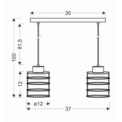 Pendel GLOB 2xE27/40W/230V sort