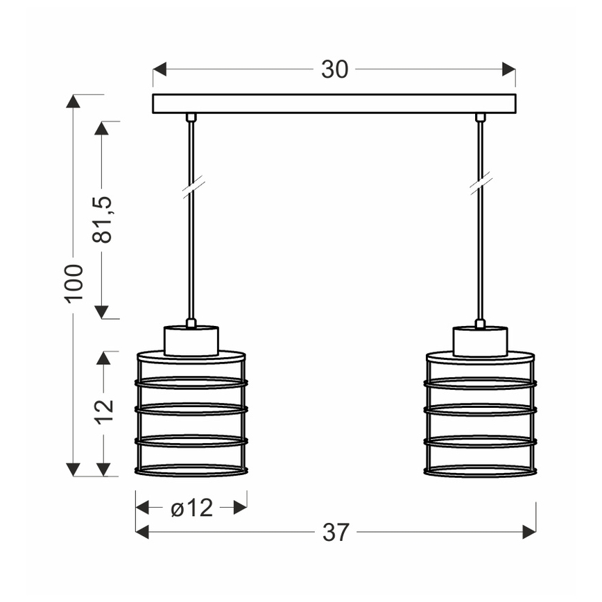 Pendel GLOB 2xE27/40W/230V sort