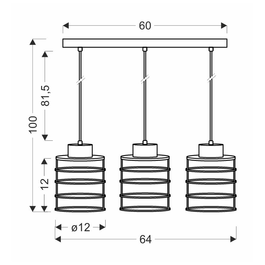 Pendel GLOB 3xE27/40W/230V sort