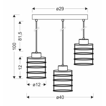 Pendel GLOB 3xE27/40W/230V sort