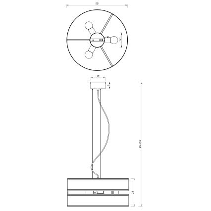 Pendel GLUM 3xE27/60W/230V sort