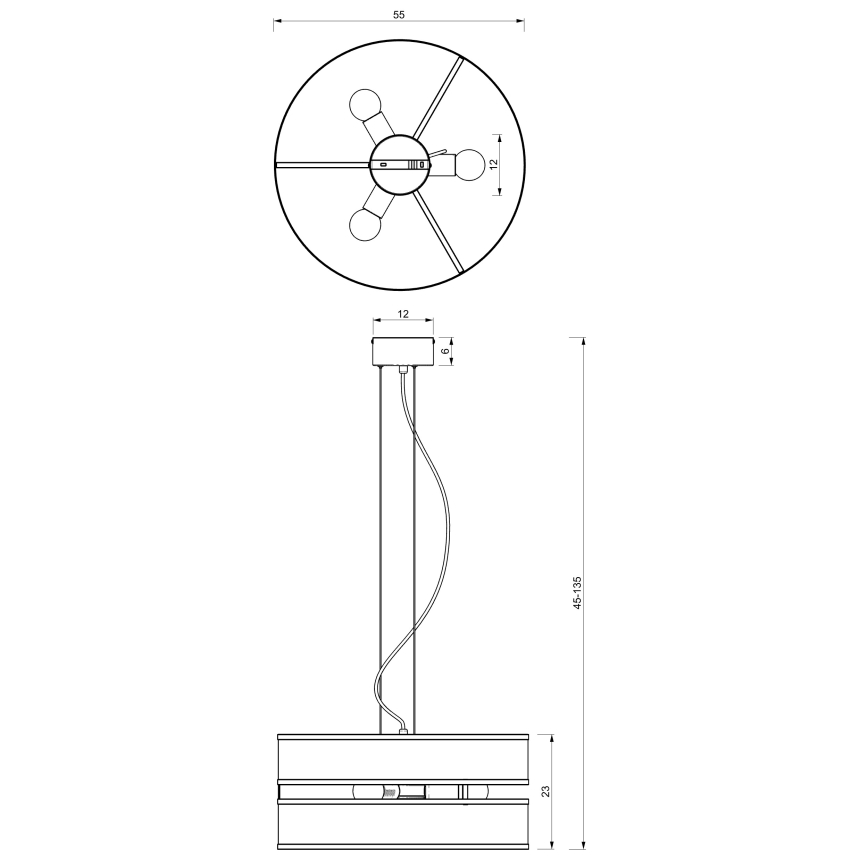 Pendel GLUM 3xE27/60W/230V sort