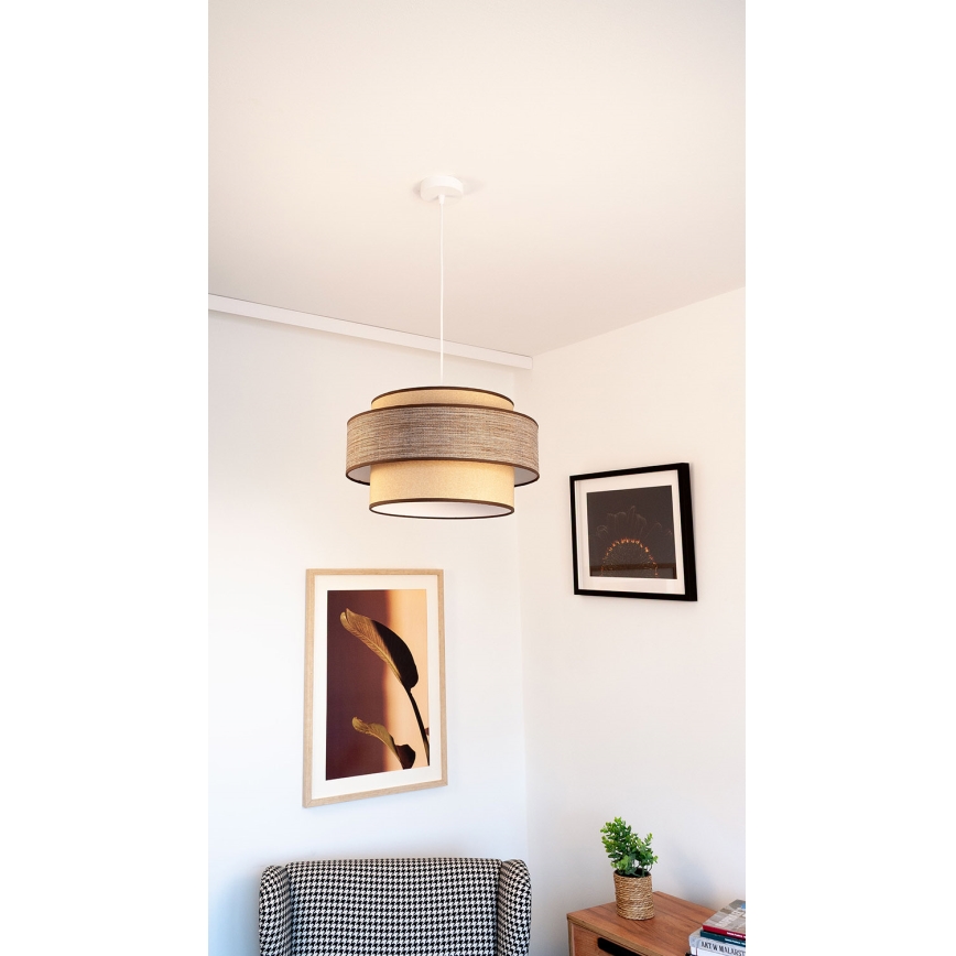 Pendel GRACE 1xE27/60W/230V diameter 40 cm beige/brun